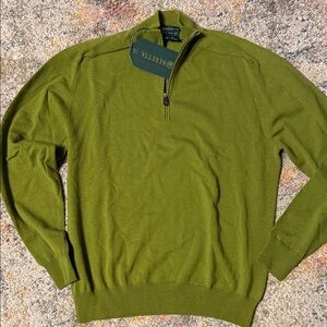 Beretta 100% Cashmere Olive Green Half Zip-Up Sweater for Men M